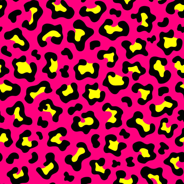 Leopard fur texture seamless pattern. Bright pink and yellow exotic animal design. Vector illustration background. Leopard fur texture seamless pattern. Bright pink and yellow exotic animal design. Vector illustration background. fur textures stock illustrations
