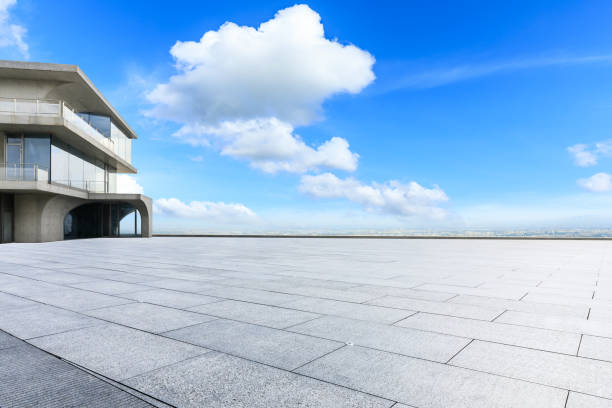 istock Empty floor and modern city skyline with office buildings in Shanghai 1133772957