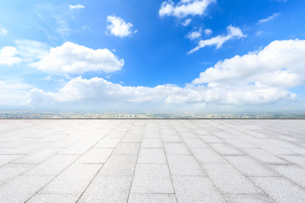 istock Empty floor and modern city skyline with beautiful clouds in Shanghai 1133773007