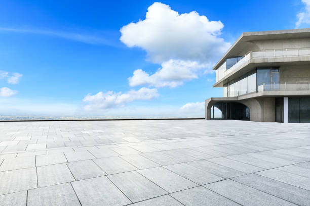 istock Empty floor and modern city skyline with office buildings in Shanghai 1133773130