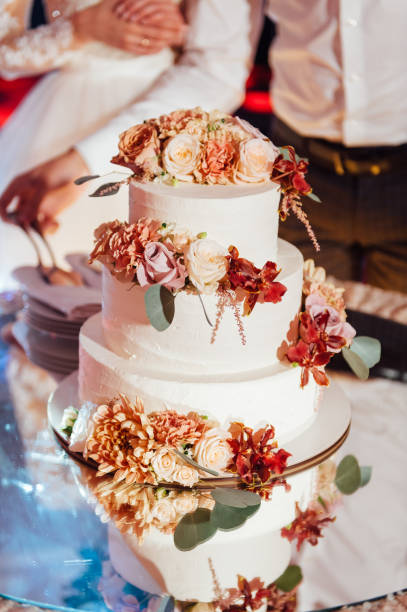 istock Beautiful delicious white wedding cake. Wedding day 1133774689