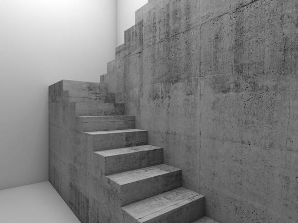 istock Concrete stairway in empty room 3 d 1133775046
