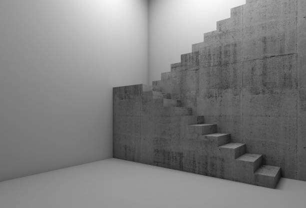 istock Concrete stairway in empty room 3d 1133775059