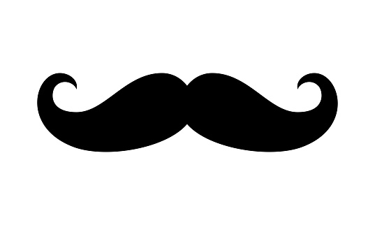 Mustache icon. Vector moustache vintage shape symbol with curly whisker