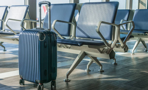 istock Plastic travel suitcase in the airport hall 1133781300