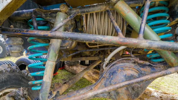 The springs on the engine of the 4x4 car