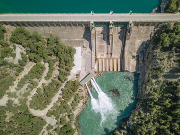 aerial view of a hydroelectric dam