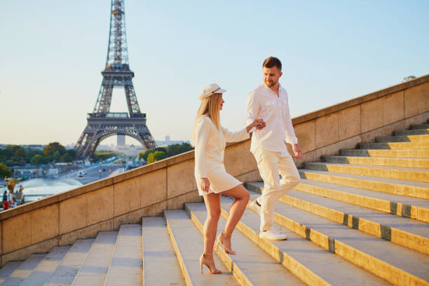 istock Romantic couple having a date near the Eiffel tower 1133783726