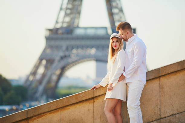 istock Romantic couple having a date near the Eiffel tower 1133783766