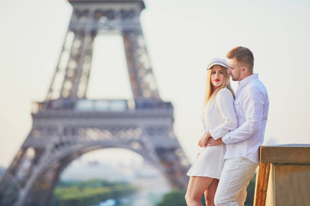 istock Romantic couple having a date near the Eiffel tower 1133783871