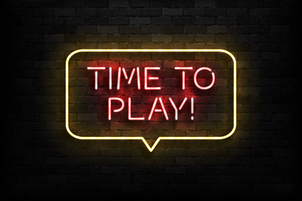 wektor realistyczny izolowany neon z logo time to play do dekoracji szablonów i pokrycia na tle ściany. koncepcja gier. - play time stock illustrations