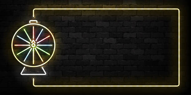 ilustrações de stock, clip art, desenhos animados e ícones de vector realistic isolated neon sign of wheel of fortune frame logo for template decoration and covering on the wall background. concept of roulette and jackpot. - wheel incentive award winning