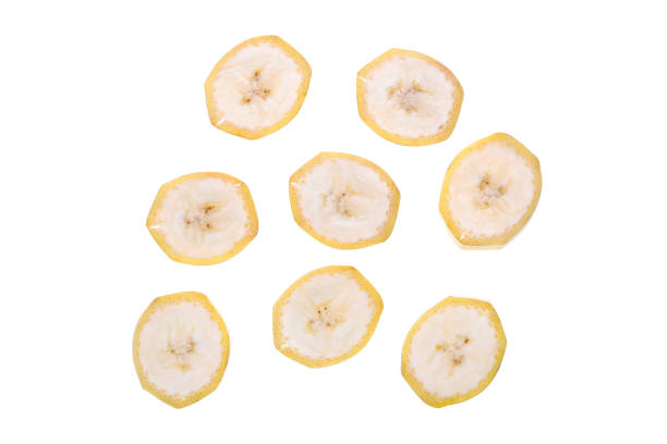 istock Chops of bananas on a white background. Isolted on white. 1133785081