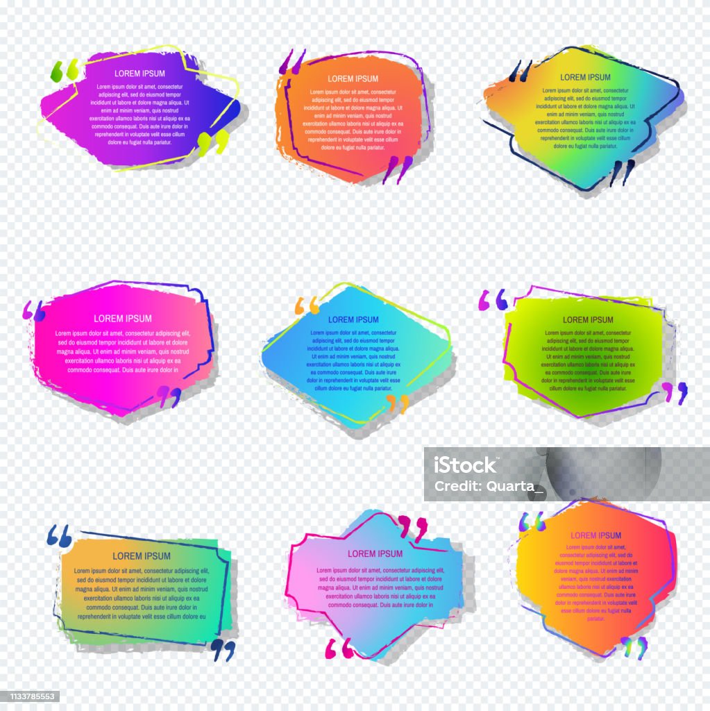 Quote Gradient Color Gradient Grunge Quote Box Set On White Background Stock ...