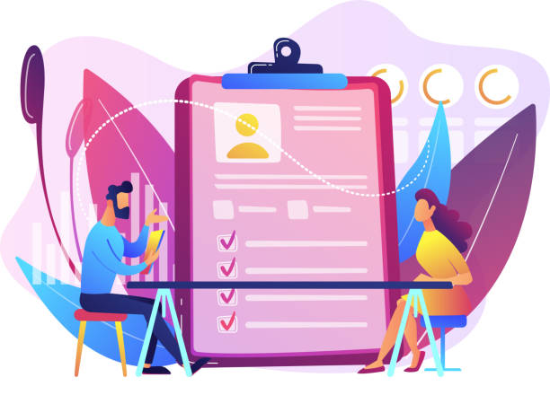 ilustraciones, imágenes clip art, dibujos animados e iconos de stock de ilustración vectorial de concepto de evaluación de empleados. - evaluación del desempeño