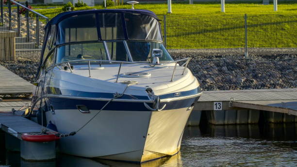 istock A pretty white yacht on the port 1133786508