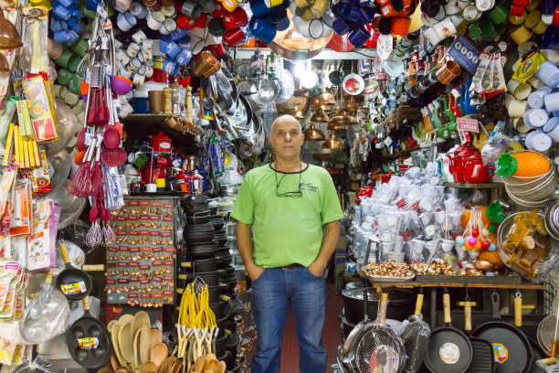 Belo Horizonte, Brasil - July 17, 2018: Market Vendor at Central Market in Belo Horizonte, Brazil.