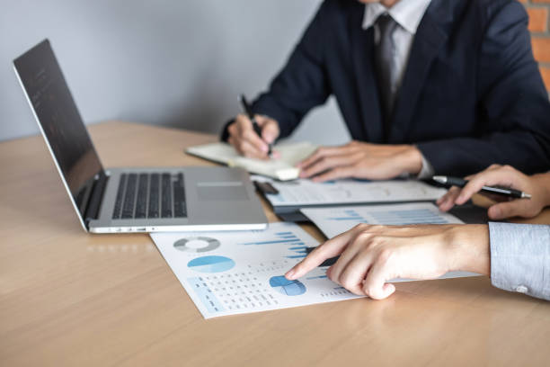 istock Professional Business partner discussing ideas planning and presentation project at meeting working and analysis at workspace, financial and investment concept, collaborative teamwork analyze data 1133788338