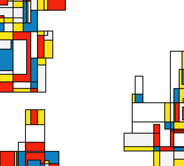 ilustrações, clipart, desenhos animados e ícones de fundo geométrico do teste padrão do estilo de mondrian - mondrian