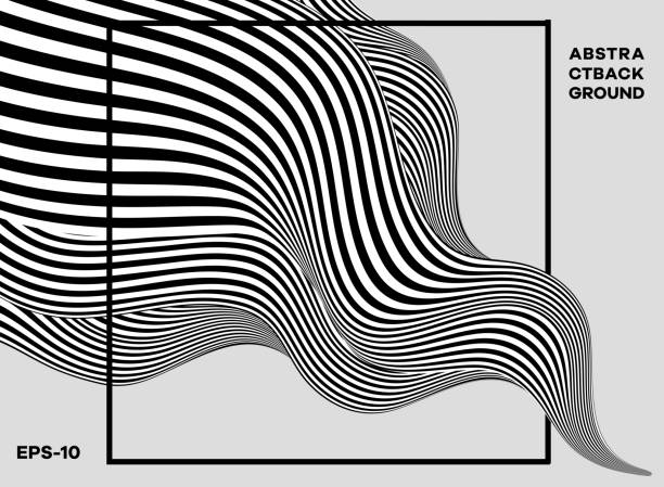 Black and white abstract wavy background vector art illustration