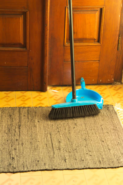 istock Blue Broom and Dustpan in Home Interior 1133789116
