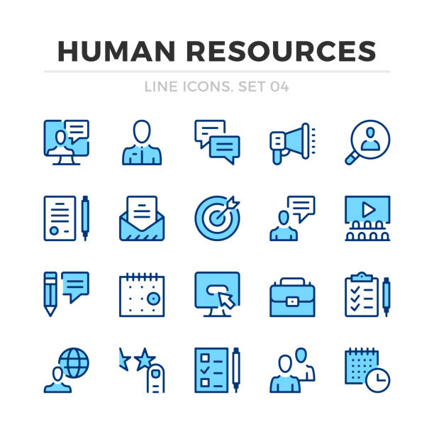 Human resources vector line icons set. Thin line design. Outline graphic elements, simple stroke symbols. Human resources icons Human resources vector line icons set. Thin line design. Outline graphic elements, simple stroke symbols. Human resources icons recruitment agency stock illustrations