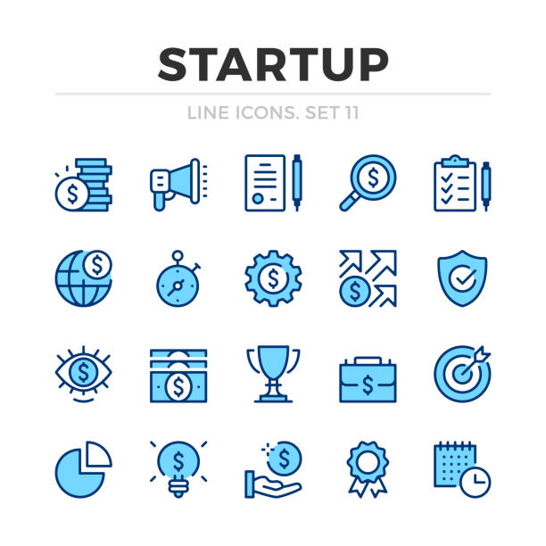 Startup vector line icons set. Thin line design. Outline graphic elements, simple stroke symbols. Business start-up icons vector art illustration