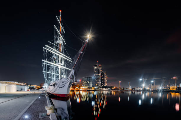 istock Night panorama on the marine in Gdynia 1133790182
