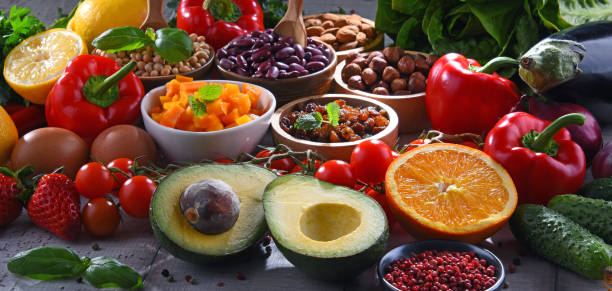 istock Assorted organic food products on the table 1133790977