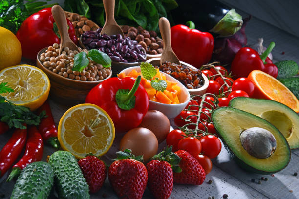 istock Assorted organic food products on the table 1133790980