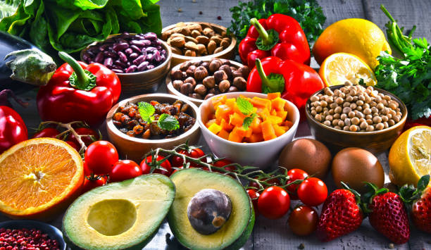 istock Assorted organic food products on the table 1133791498