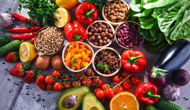 istock Assorted organic food products on the table 1133791503