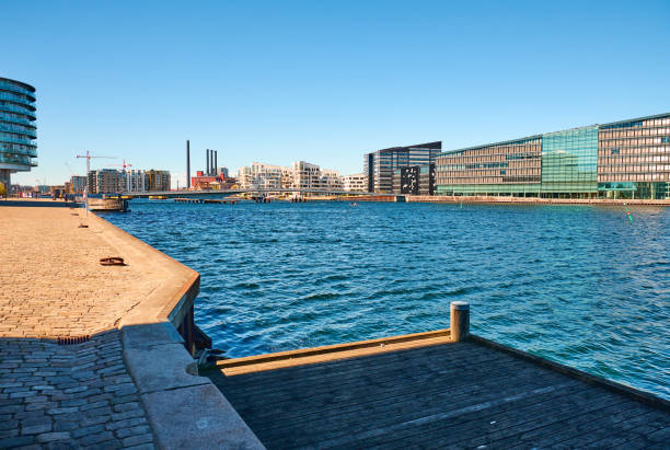 Modern buildings on the bank of the canal in Copenhagen, Denmark.