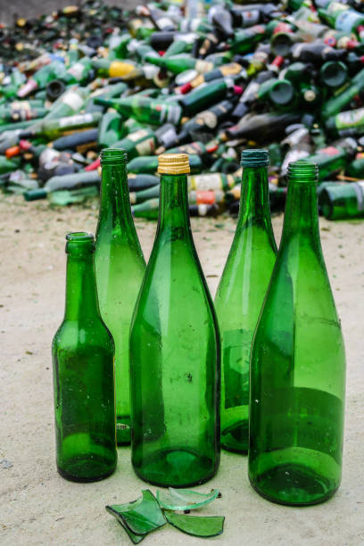 istock Green glass bottles recycling yard 1133795379