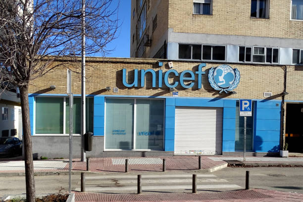 Madrid office of UNICEF Madrid, Spain - December 18, 2016: Madrid office of UNICEF (United Nations International Children's Emergency Fund) in the Chamartin district of the Spanish capital. unicef photos stock pictures, royalty-free photos & images