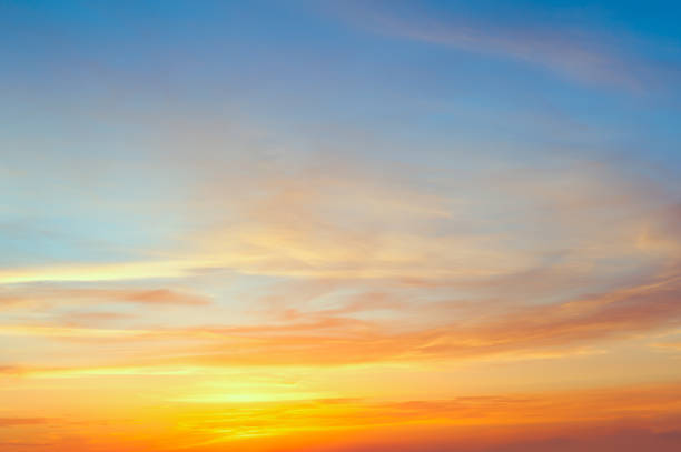 istock Majestic sunrise sundown sky with gentle colorful clouds without birds 1133801556