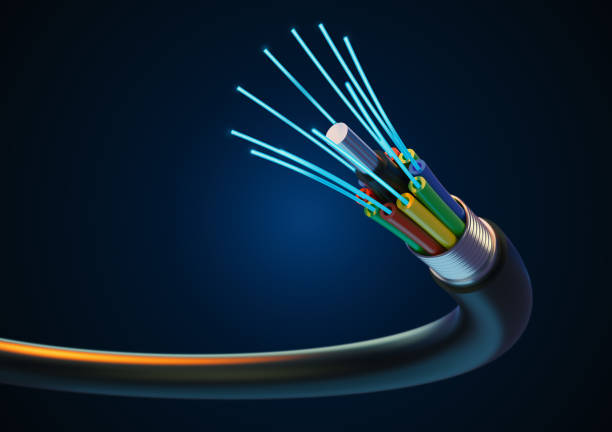 光ファイバー未来ケーブル技術。 - high in fiber ストックフォトと画像