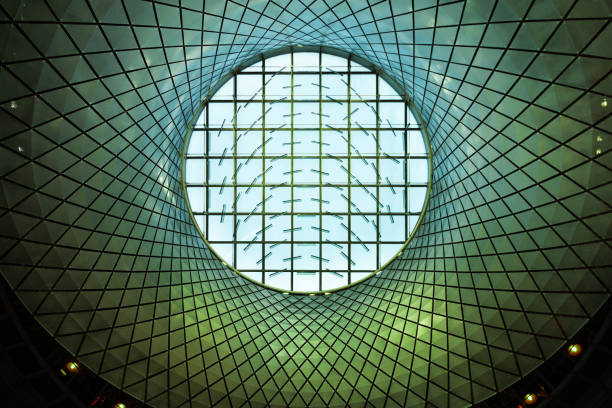 фултон центр nyc станции метро в центре внутренней крыши - dome glass ceiling skylight стоковые фото и изображения