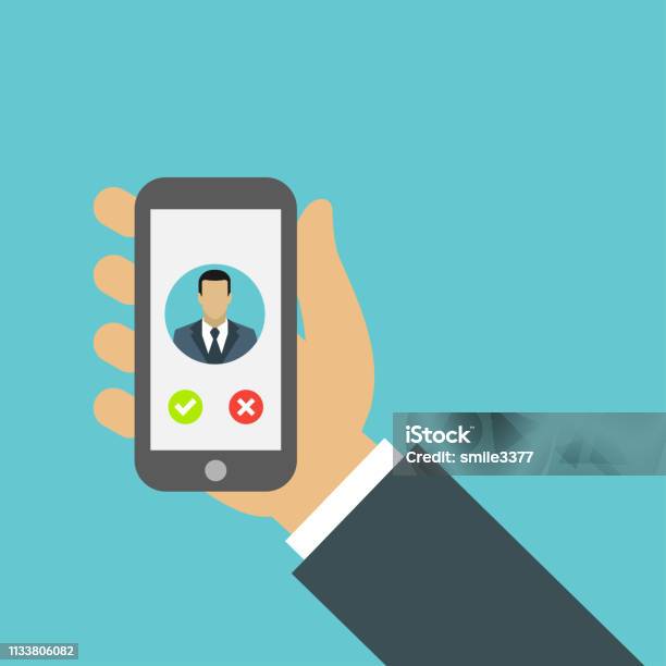 Call On Phone Call To The Phone Take Or Reject Stock Illustration - Download Image Now - Hand, Mobile Phone, Covering