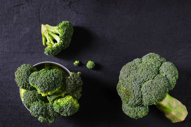 istock Broccoli in a bowl on a black background. 1133808063