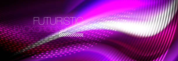 istock Fluid color neon wave lines background, neon liquid color futuristic paint template 1133809869