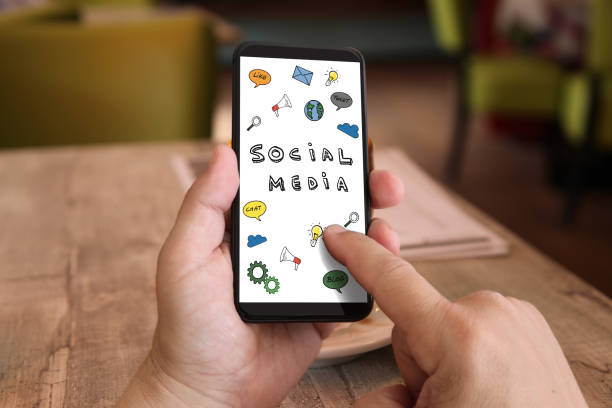 istock Social media marketing network communication mobile phone app 1133810366