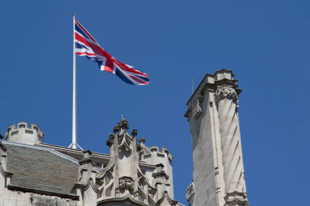 Union Jack flying in Westminster Square, London, England, July 15, 2018.