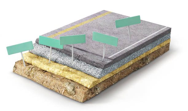istock Road coat structure. Piece of road with layers. 3d illustration 1133811624