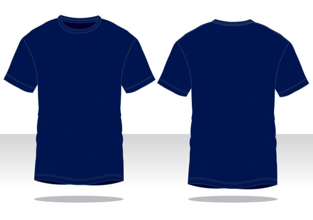 Navy Blue T-Shirt Vector for Template Front and Back View navy blue stock illustrations