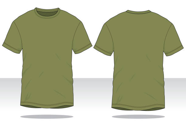 Army T-Shirt Vector for Template Front and Back View olive green shirt stock illustrations