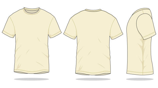 Cream T-Shirt Vector for Template Front and Back View cream shirt stock illustrations