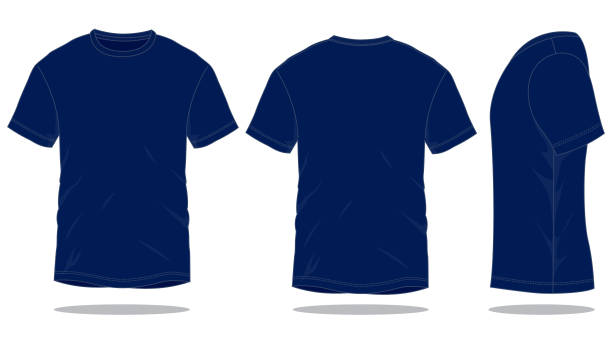 템플릿-네이 비 블루 티셔츠 벡터 - polo shirt shirt clothing textile stock illustrations
