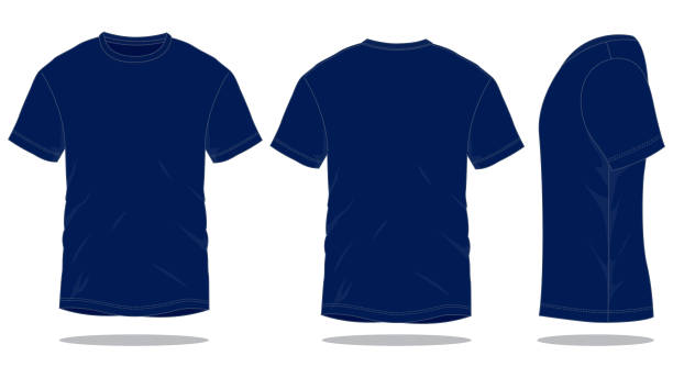 ilustrações, clipart, desenhos animados e ícones de vetor azul marinho do t-shirt para o molde - navy