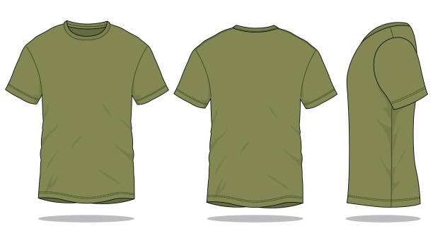 армия футболка вектор для шаблона - green t shirt stock illustrations